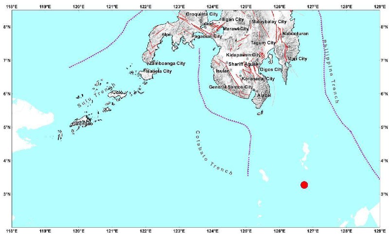 菲律宾南部海域发生6.1级构造性地震！