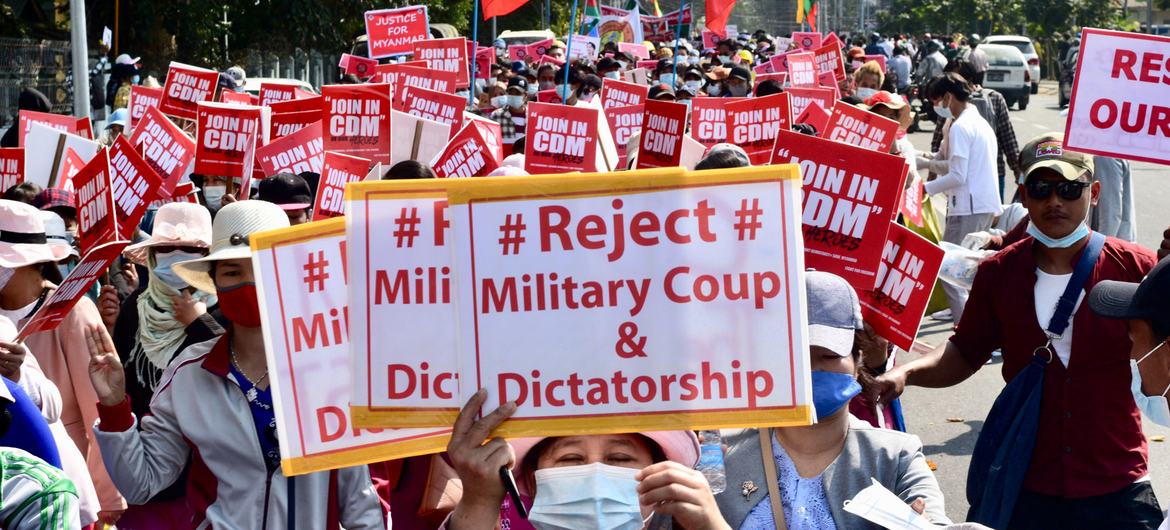 缅甸政变一年：人权高专敦促各国政府和企业倾听人民的声音，加大对军方的压力