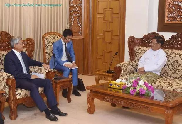 缅甸外交部长吴丹瑞会见中国驻缅甸大使陈海